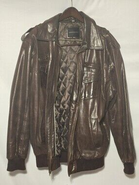 American Base Brown Leather Bomber Jacket